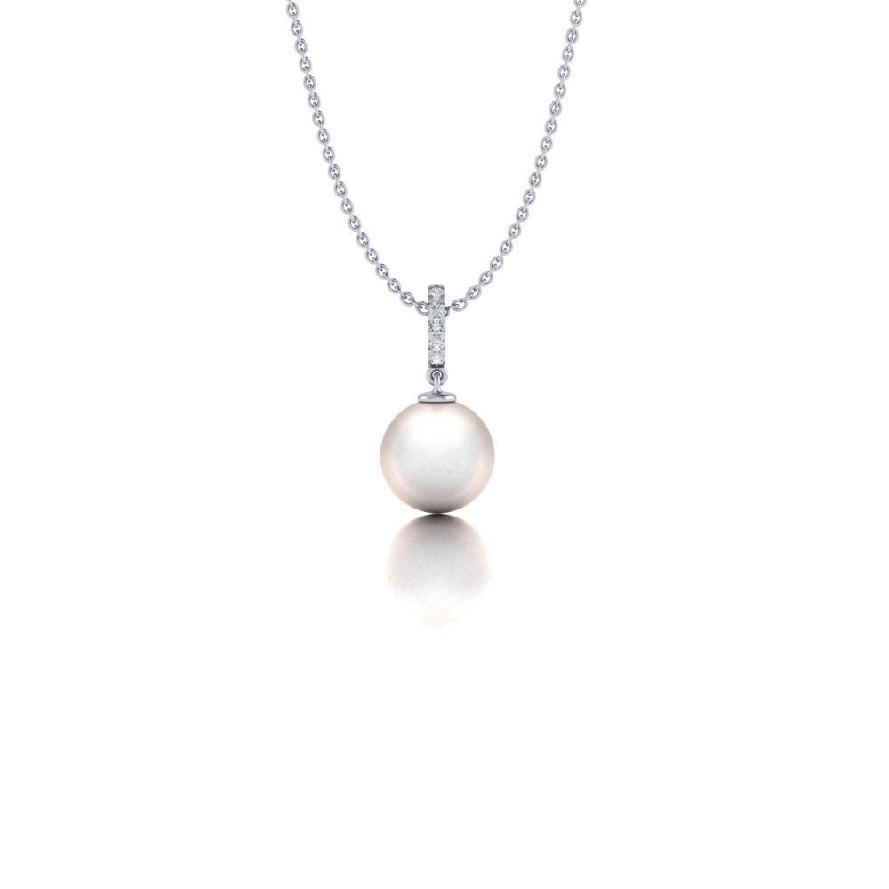 White gold Akoya pearl and diamond necklace