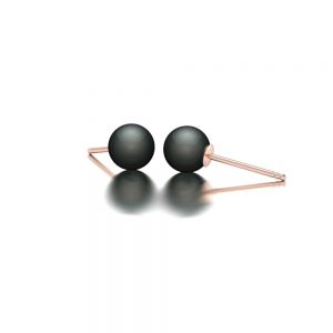 Rose gold Tahitian pearl stud earrings side view