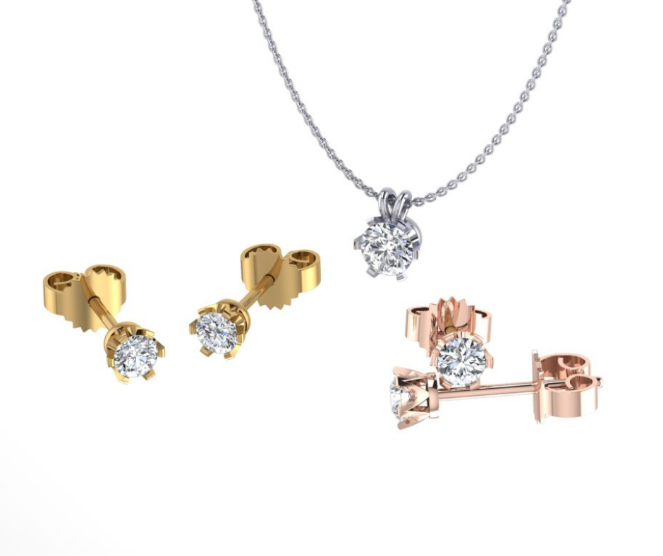 Diamanten kettingen en oorbellen collectie transparant